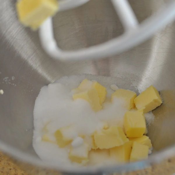 Afghan biscuits - beating butter and sugar