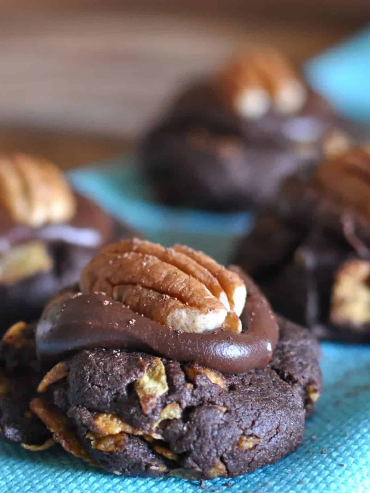 Afghan cookies - chocolate cornflake cookies with pecans