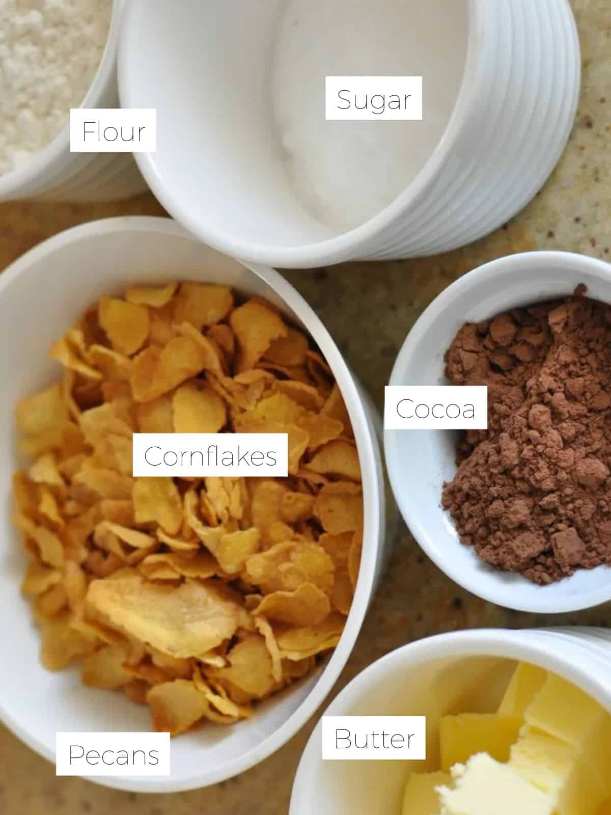Ingredients for Afghan biscuits
