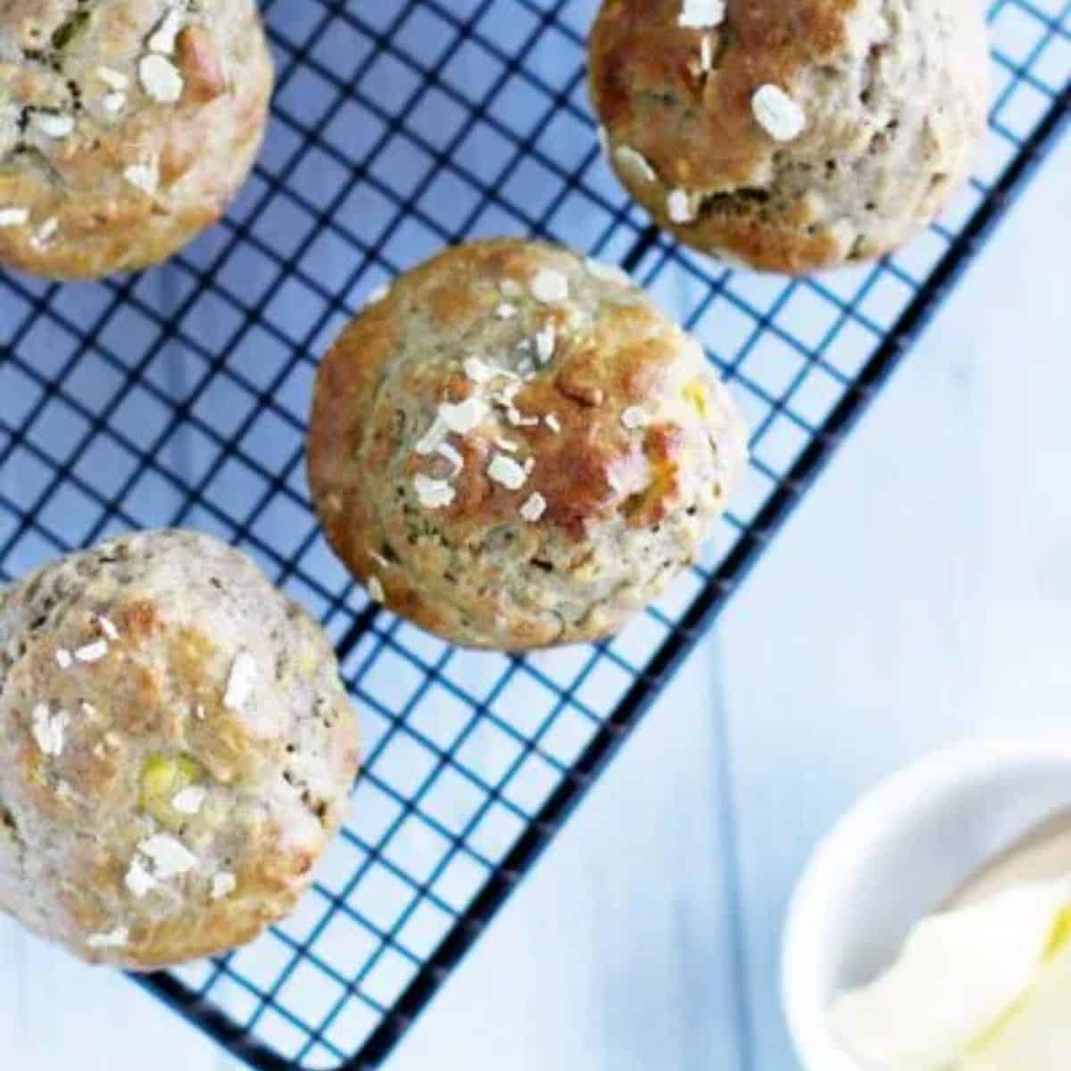 Banana blueberry and oat muffins