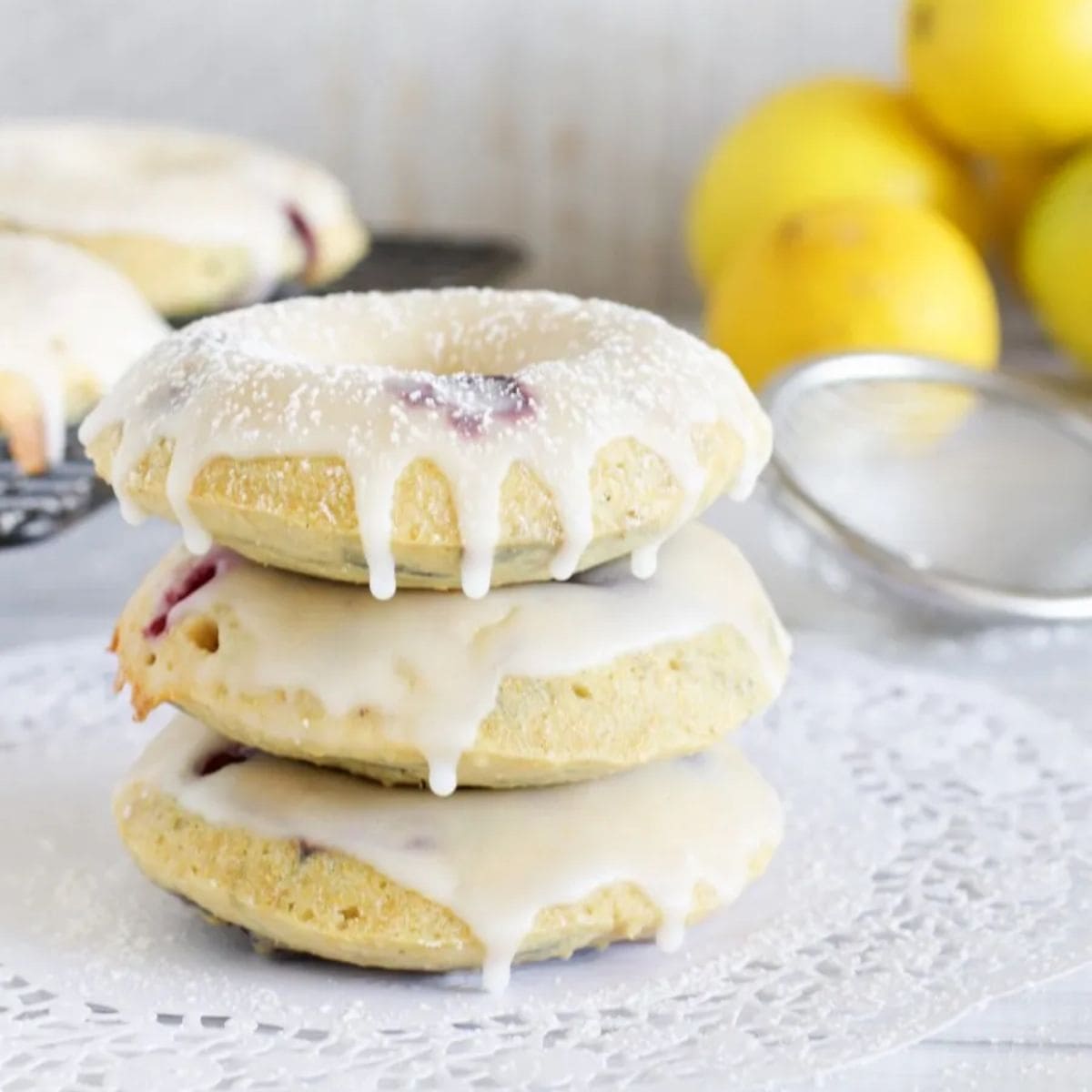 Lemon and blueberry baked donuts