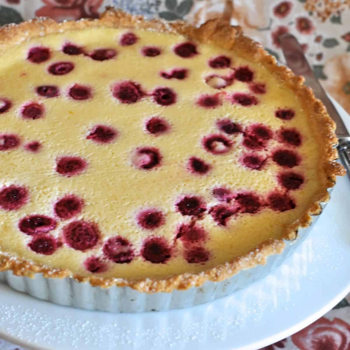 Raspberry and lemon buttermilk tart