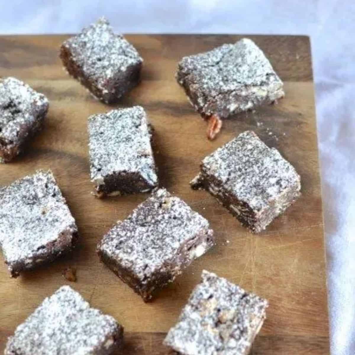 Triple chocolate fudge brownies with pecans