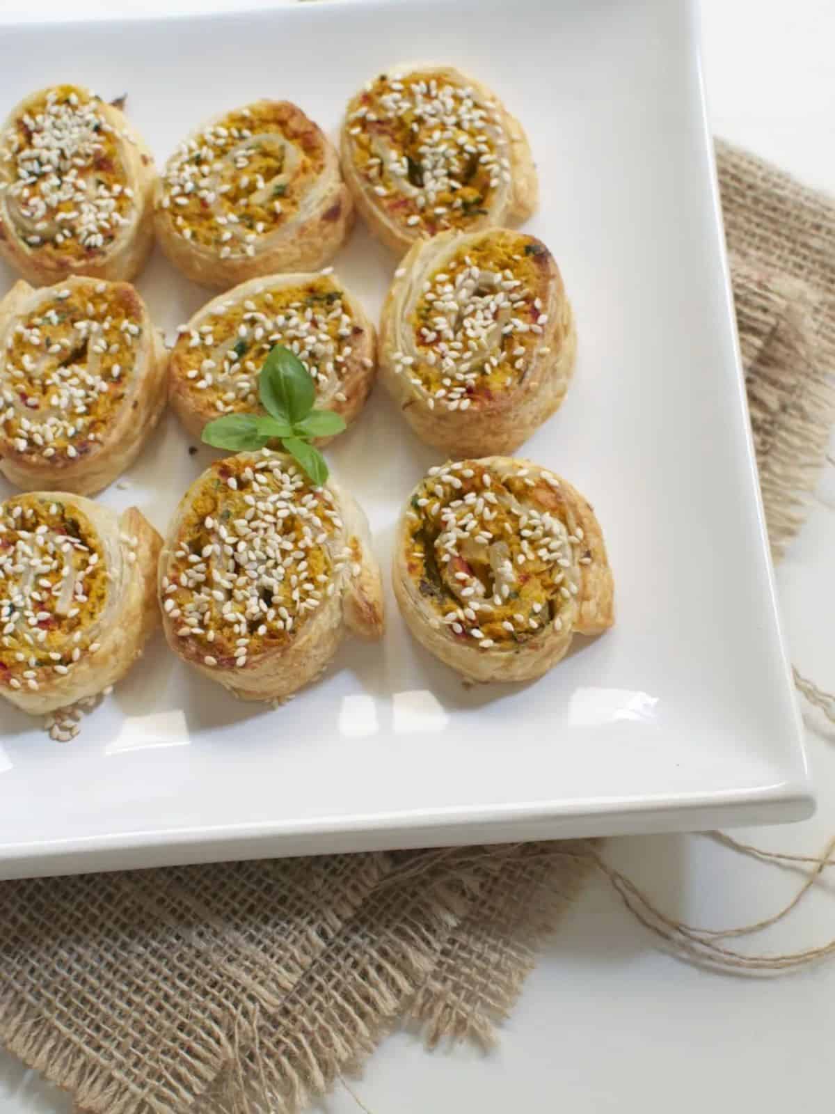 Easy vegetarian sausage rolls (with chickpeas)