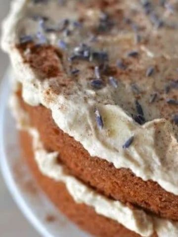 Cinnamon roll pound cake with cinnamon frosting