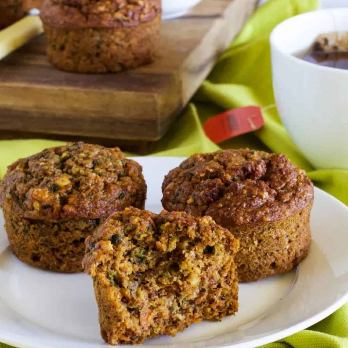 Carrot apple and banana mufffins