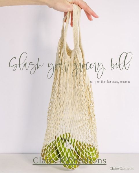 Cover of eBook Slash your grocery bill - bag of pears with writing over the top