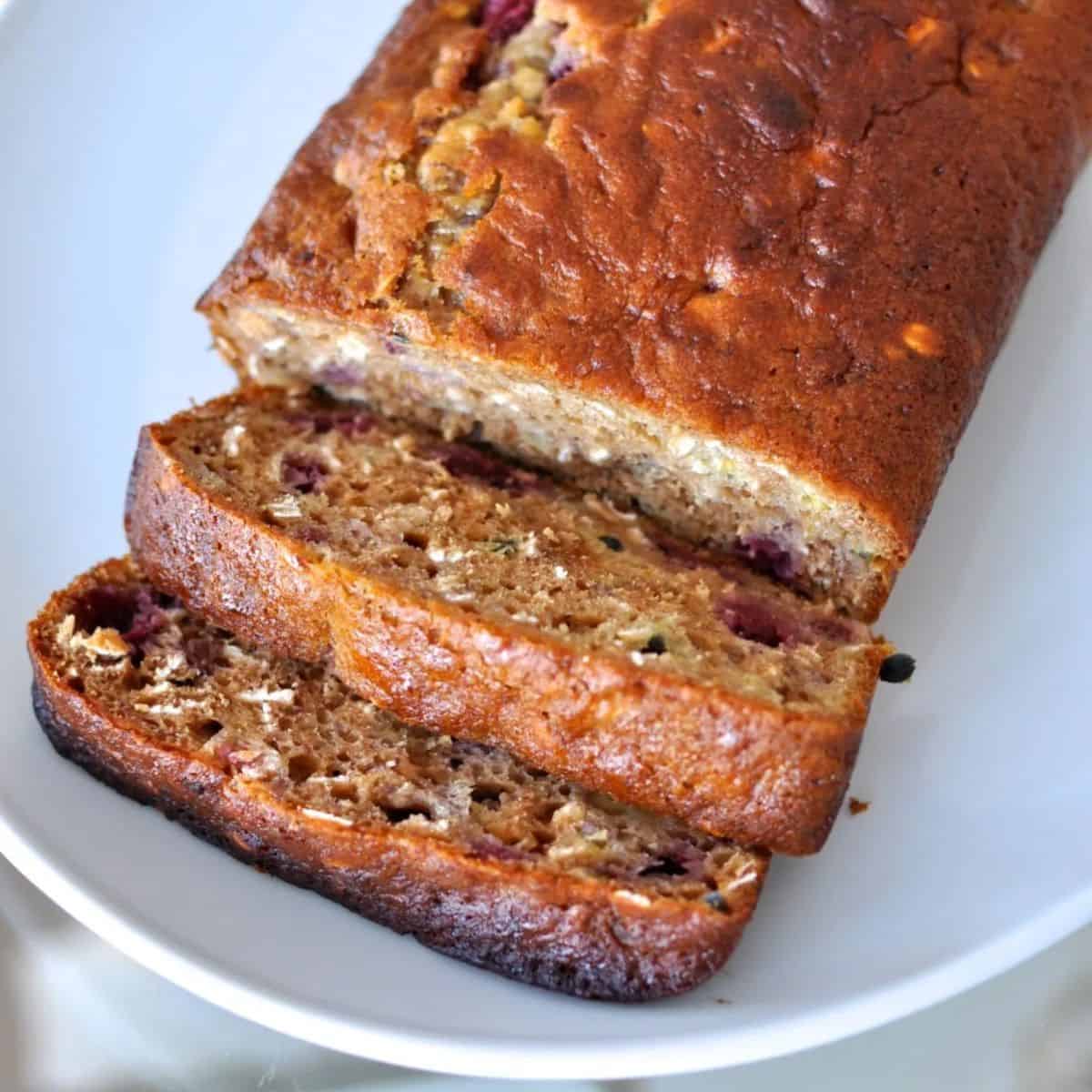 Banana raspberry and passionfruit bread - refined sugar free