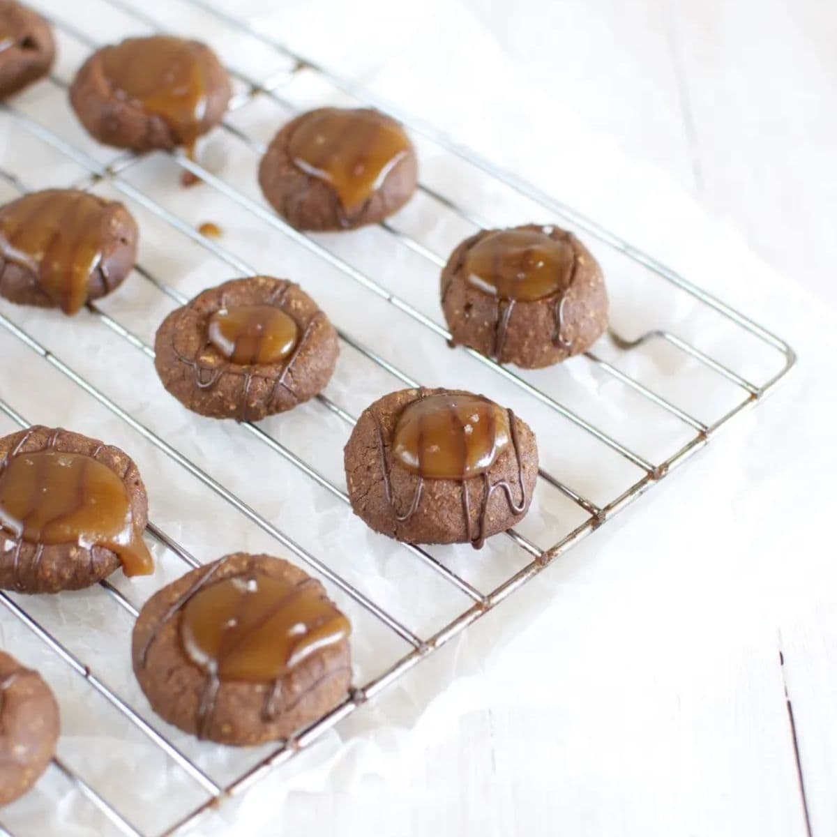 Chocolate salted caramel thumbprints