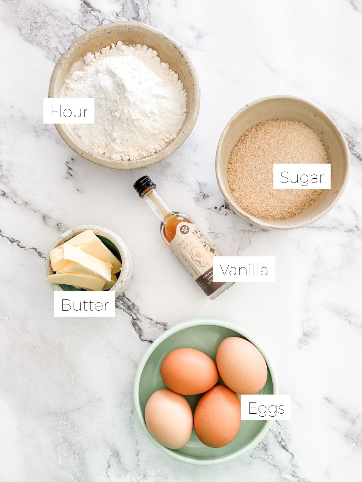 Ingredients for homemade lamingtons in the Thermomix