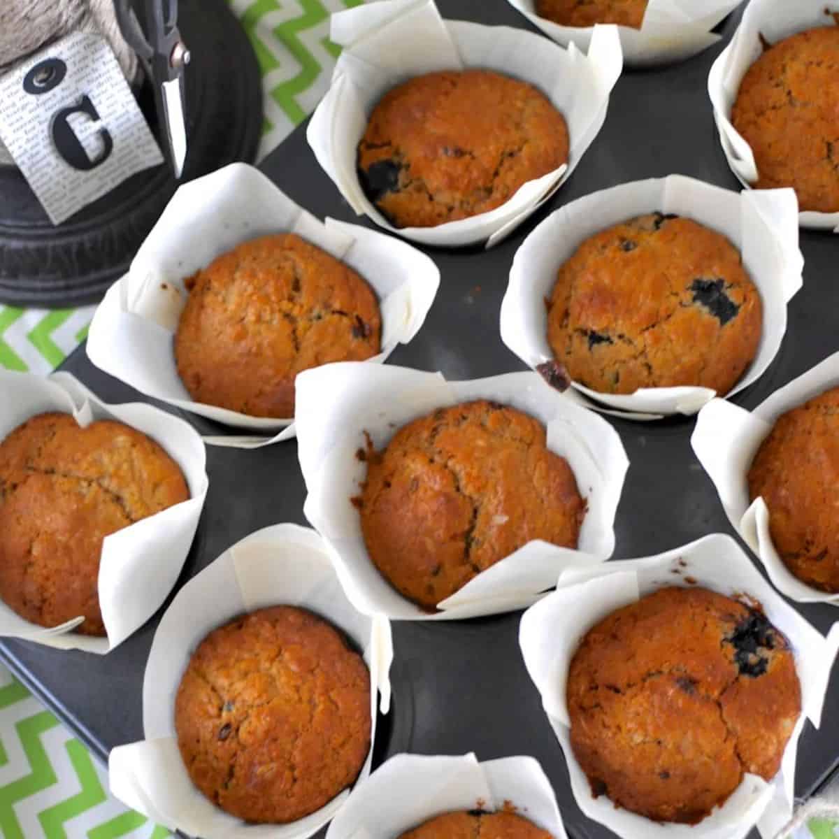 Orange passionfruit and blueberry muffins