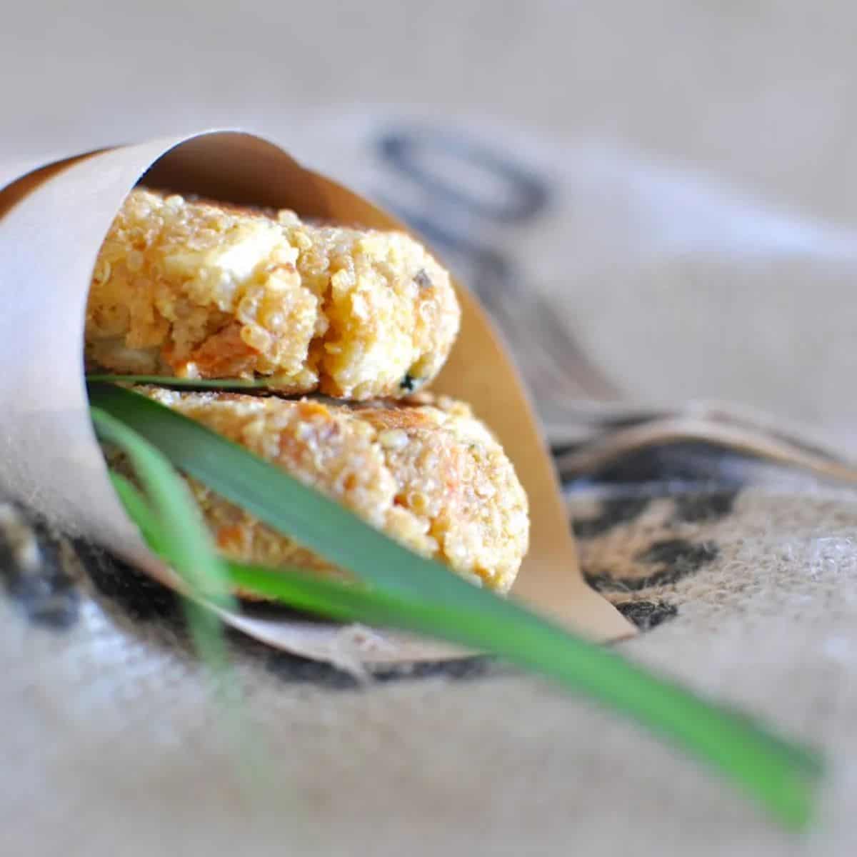 Pumpkin and quinoa fritters with feta