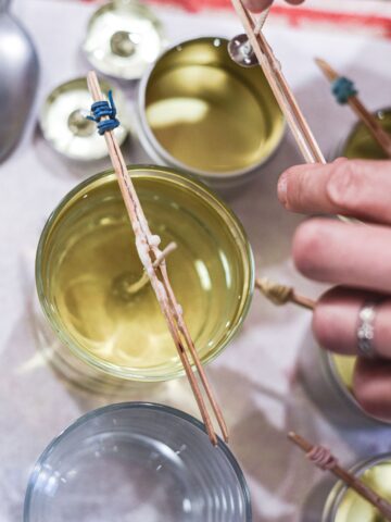 Making homemade candles.